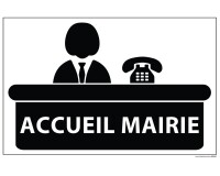 Panneau ACCUEIL MAIRIE+ symbole - fond blanc 300 x 200 mm