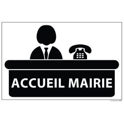 Panneau ACCUEIL MAIRIE+ symbole - fond blanc 300 x 200 mm