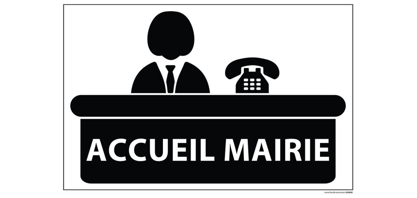 Panneau ACCUEIL MAIRIE+ symbole - fond blanc 300 x 200 mm