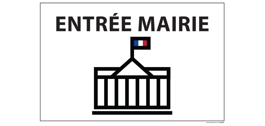 Panneau ENTREE MAIRIE+ symbole - fond blanc 300 x 200 mm