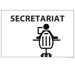 Panneau SECRETARIAT + symbole - fond blanc 300 x 200 mm