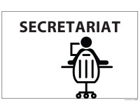 Panneau SECRETARIAT + symbole - fond blanc 300 x 200 mm