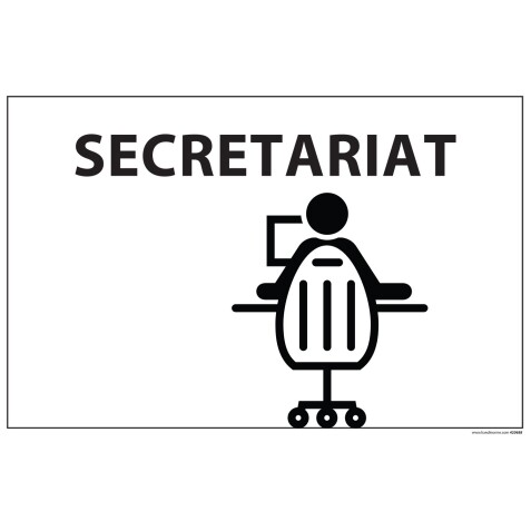 Panneau SECRETARIAT + symbole - fond blanc 300 x 200 mm