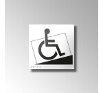Panneau Accès rampe avec Picto PMR en relief et braille