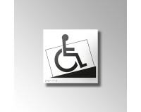 Panneau Accès rampe avec Picto PMR en relief et braille