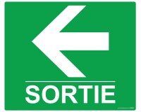 Panneau Sécurité Sortie flèche gauche - 300 x 250 mm