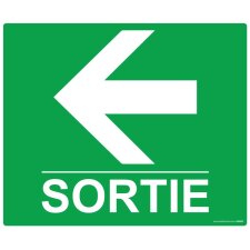 Panneau rectangulaire de sécurité Sortie flèche gauche - 300 x 250 mm