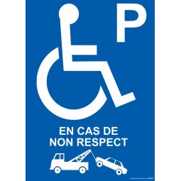 Panneau picto Parking PMR Enlèvement en cas de non respect