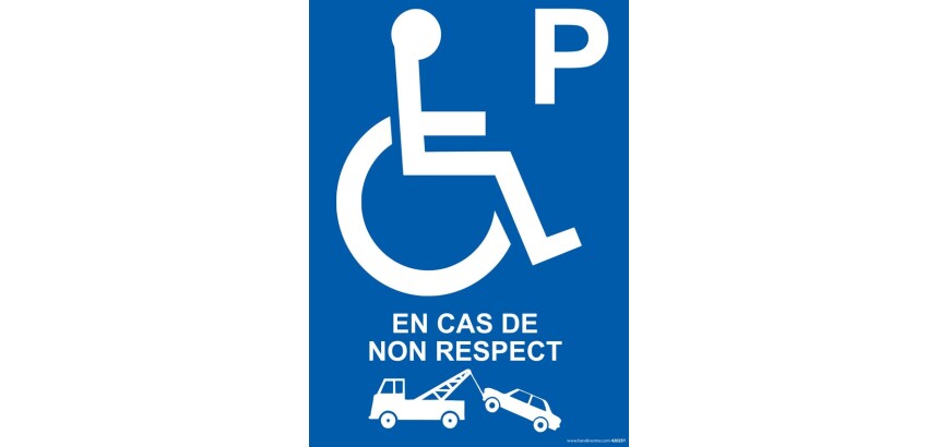 Panneau picto Parking PMR Enlèvement en cas de non respect