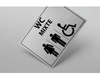Plaque gravée Mixte WC + personnes PMR