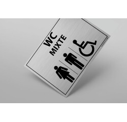 Plaque gravée Mixte WC + personnes PMR