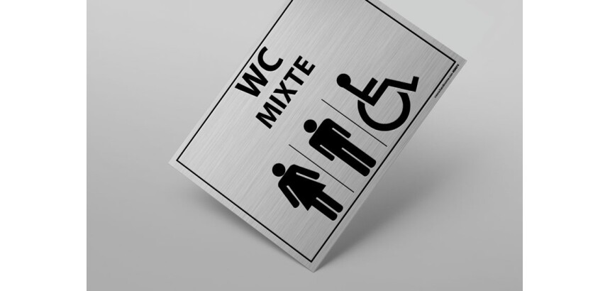 Plaque gravée Mixte WC + personnes PMR