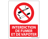 Panneau Interdiction de Fumer et Vapoter