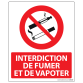 Panneau Interdiction de Fumer et Vapoter