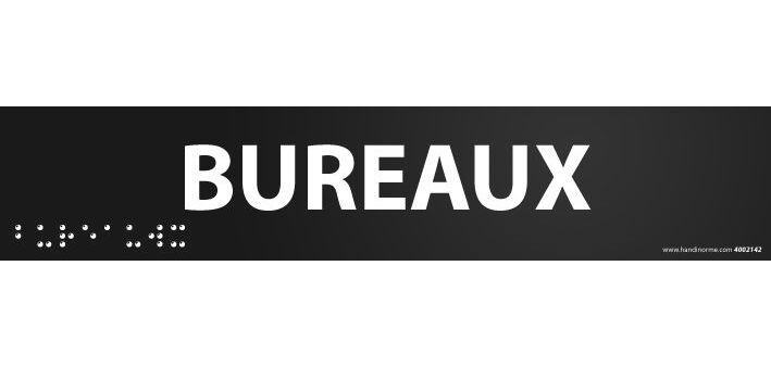 Bureaux - Plaque de porte en braille et relief - 25 x 5cm