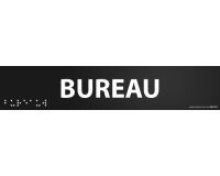 Bureau - Plaque de porte en braille et relief   - Noir