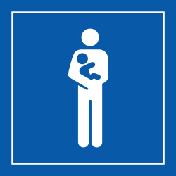 Panneau Accès prioritaire aux personnes avec enfant en bas âge - ISO 7001 en Gravoply