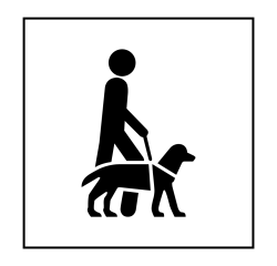 Panneau Accessibilité, chien guide ou d'assistance - ISO 7001 en Gravoply