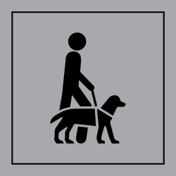 Panneau Accessibilité, chien guide ou d'assistance - ISO 7001 en Gravoply