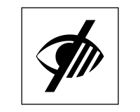 Panneau Accessibilité, malvoyant - ISO 7001 en Gravoply  - 350 x 350 - Blanc