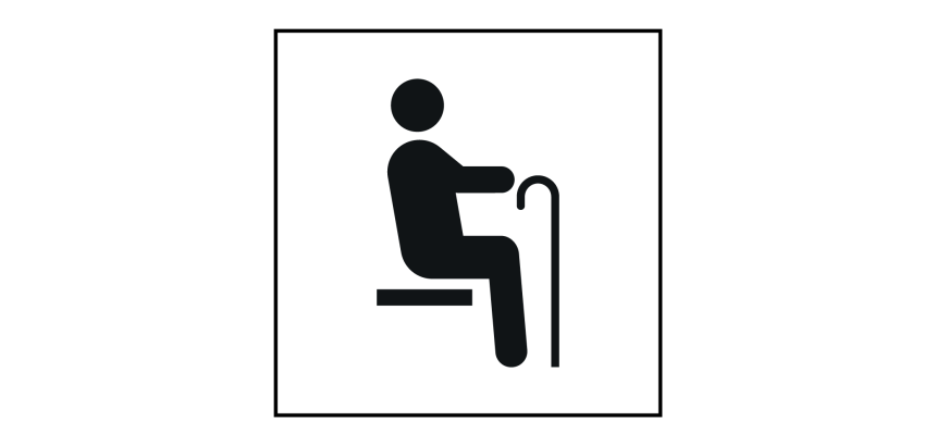 Panneau Siège prioritaire pour personnes âgées - ISO 7001 en Gravoply