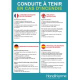 Poster A3 - Conduite à tenir en cas d'incendie 4 langues