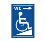 Panneau relief et braille WC, flèche avec picto PMR