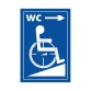 Panneau en relief et en braille Handicapés WC, flèche