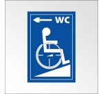 Panneau relief et braille WC, flèche avec picto PMR
