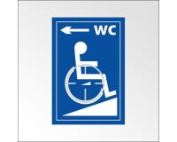 Panneau relief et braille WC, flèche avec picto PMR