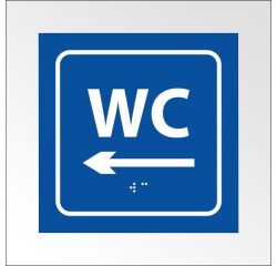 Panneau relief et braille - WC, flèche Gauche