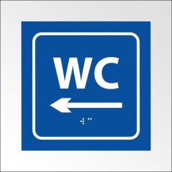 Panneau relief et braille - WC, flèche Gauche