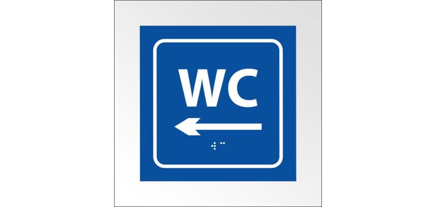 Panneau relief et braille - WC, flèche Gauche