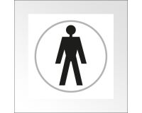 Panneaux Toilettes HOMME  - 150 x 150 mm - relief et braille   - Blanc