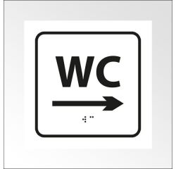 Panneau relief et braille - WC, flèche droite
