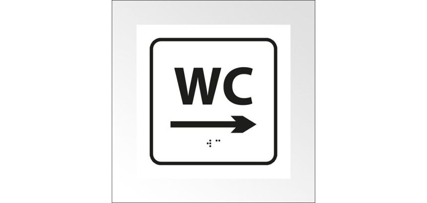 Panneau relief et braille - WC, flèche droite