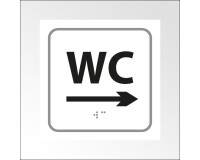 Panneau relief et braille - WC, flèche Gauche