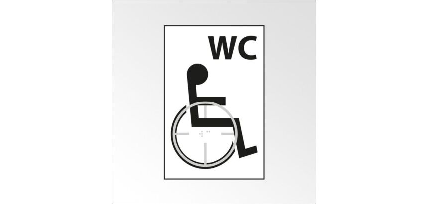 Panneau WC Picto PMR en relief et braille