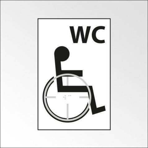 Panneau WC Picto PMR en relief et braille