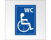 Panneau WC Picto PMR en relief et braille  - Bleu