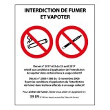 Panneau Interdiction de fumer et vapoter - PVC  ou autocollant