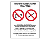Panneau Interdiction de fumer et vapoter - PVC ou autocollant