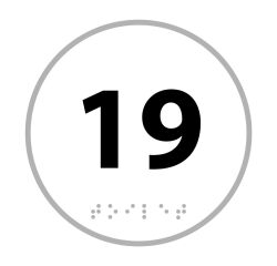 Plaque de porte NUMERO 19 - relief et braille