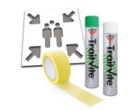 Kit pochoir point de rassemblement  : Pochoir + aérosols + ruban de masquage