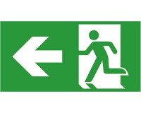 Etiquette de signalisation picto sortie de secours gauche pour bloc autonome BAES