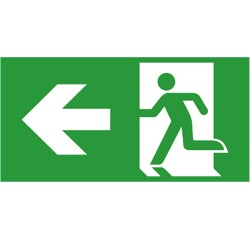 Etiquette de signalisation picto sortie de secours gauche pour bloc autonome BAES
