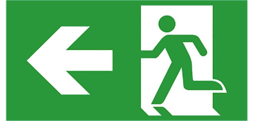 Etiquette de signalisation picto sortie de secours gauche pour bloc autonome BAES