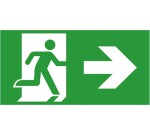 Etiquette de signalisation picto sortie de secours droite pour bloc autonome BAES