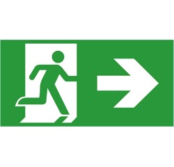Etiquette de signalisation picto sortie de secours droite pour bloc autonome BAES