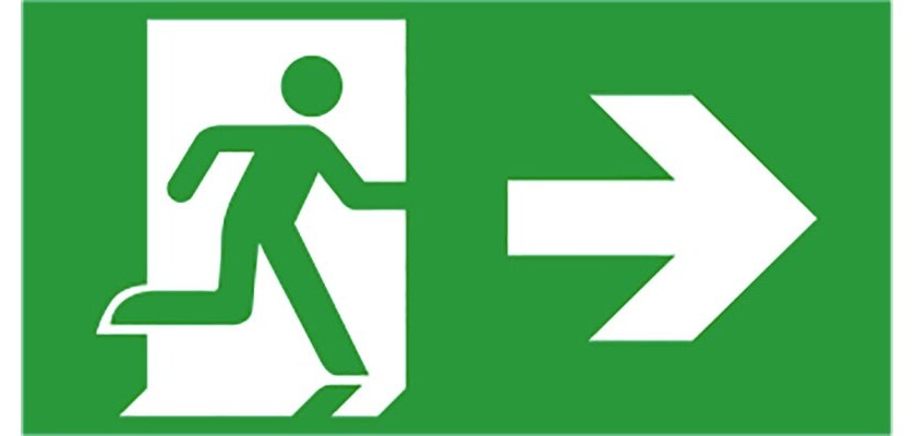Etiquette de signalisation picto sortie de secours droite pour bloc autonome BAES